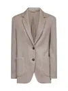 Brunello Cucinelli Beige Sparkling Knit Blazer With Monili In Neutral