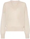 Brunello Cucinelli Women Mohair Sparkling Wool Sweater In Neutral
