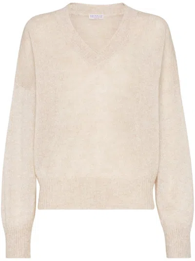 BRUNELLO CUCINELLI BEIGE SPARKLING WOOL SWEATER