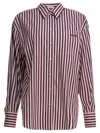Brunello Cucinelli Bead-embellished Striped Cotton-sateen Shirt In Multi