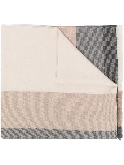 BRUNELLO CUCINELLI BEIGE STRIPED SCARF