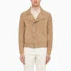 Brunello Cucinelli Suede Biker Jacket In Beige