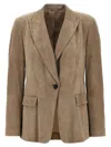 Brunello Cucinelli Single-breasted Blazer Button Notch In Beige