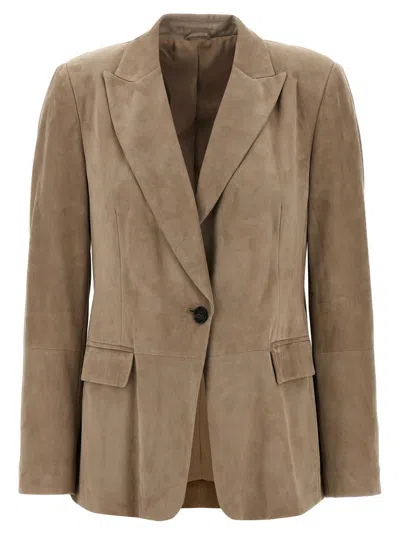 BRUNELLO CUCINELLI BEIGE SUEDE BLAZER