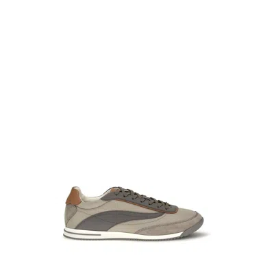 Brunello Cucinelli Beige Suede Leather Low Top Sneakers In Neutral