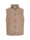 Brunello Cucinelli Beige Suede Sleeveless Down Jacket In Neutral