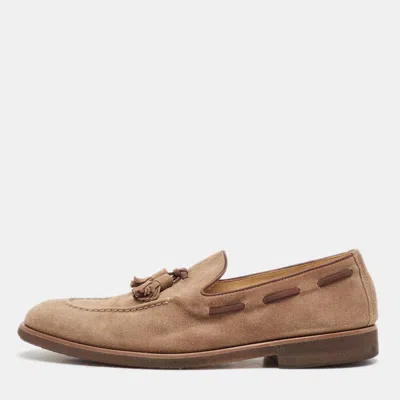 Pre-owned Brunello Cucinelli Beige Suede Slip On Loafers Size 42