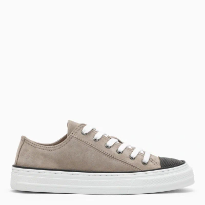Brunello Cucinelli Leather Sneakers In Neutral