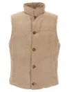 Brunello Cucinelli Suede Vest With Goose Down Padding In Neutral