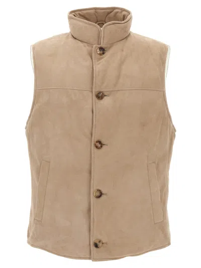 BRUNELLO CUCINELLI BEIGE SUEDE VEST