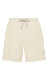 Brunello Cucinelli Logo-print Swim Shorts In Beige