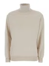 Brunello Cucinelli Beige Turtleneck Sweater In Cashmere Woman In Gray