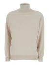 Brunello Cucinelli Beige Turtleneck Sweater In Cashmere Woman In Gray