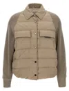 Brunello Cucinelli Two-material 'shiny Flap Detail' Down Jacket