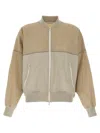 Brunello Cucinelli Panelled Sweatshirt With Ribbed Cuffs And Hem In Beige