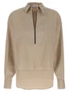 Brunello Cucinelli V-neck Shirt With Collared Design In Brown