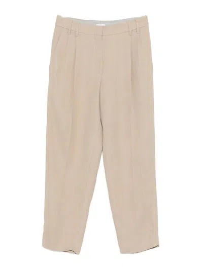 Brunello Cucinelli Beige Viscose Linen Pants In Neutral