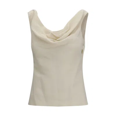 Brunello Cucinelli Viscose And Linen Twill Top In White