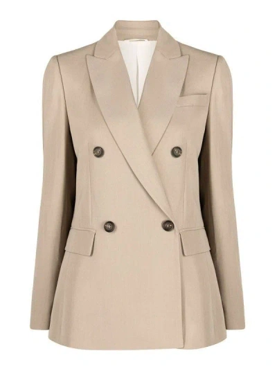 Brunello Cucinelli Beige Viscose Women's Blazer In Brown