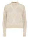 Brunello Cucinelli Sequined High-neck Jumper In Neutrals