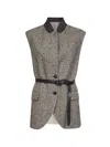Brunello Cucinelli Beige Wool And Silk Chevron Waistcoat