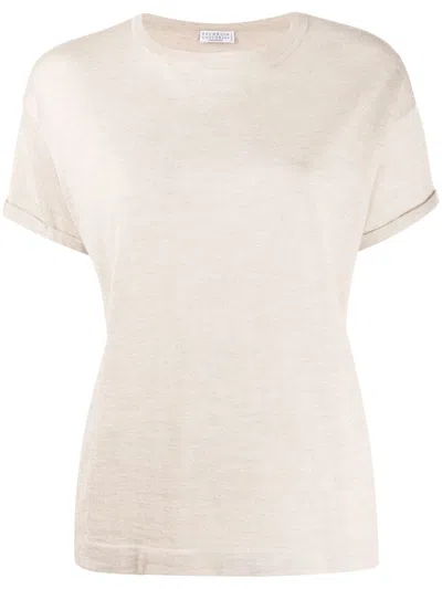 Brunello Cucinelli Beige Wool And Silk T-shirt