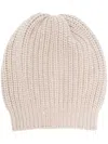 Brunello Cucinelli Purl-knit Ribbed-trim Beanie In Beige