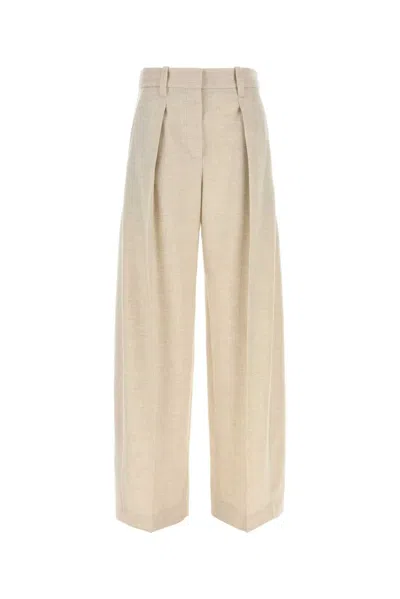 Brunello Cucinelli Beige Wool Blend Pant In Neutral