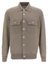 Brunello Cucinelli Cashmere Collared Design Cardigan In Neutral