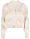 Brunello Cucinelli Stripe Embellished Rib Trim Cardigan In Neutral