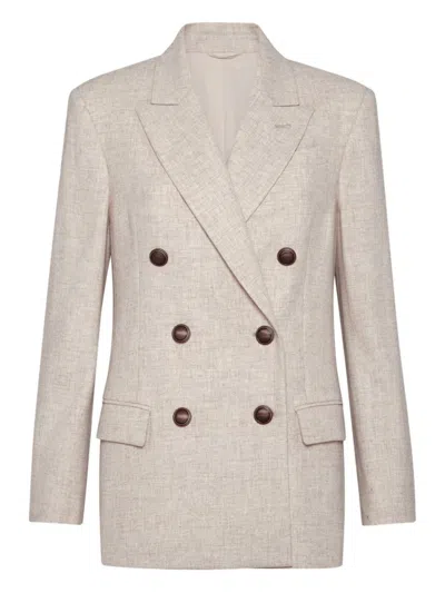Brunello Cucinelli Beige Wool Double-breasted Blazer