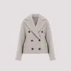 Brunello Cucinelli Women Double-breasted Wool And Cashmere Short Coat In Beige