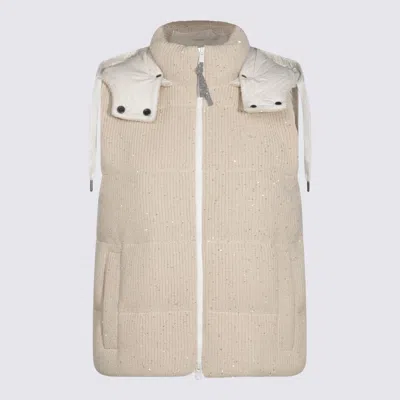 BRUNELLO CUCINELLI BEIGE WOOL DOWN JACKET