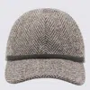 Brunello Cucinelli Herringbone Patterned Curved Brim Hat In Neutral