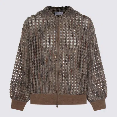 Brunello Cucinelli Beige Wool Knitwear In Gray