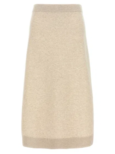BRUNELLO CUCINELLI BEIGE WOOL SKIRT