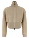 Brunello Cucinelli Beige Wool Zipped Cardigan In Neutral
