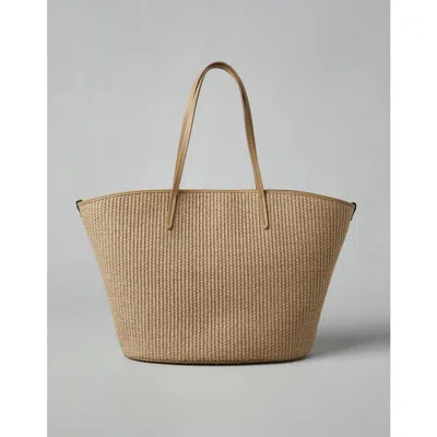 Brunello Cucinelli Beige Woven Leather Tote Bag In ["beige"]