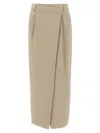 Brunello Cucinelli Wrap Skirt With Back Pockets And Belt Loops In Beige