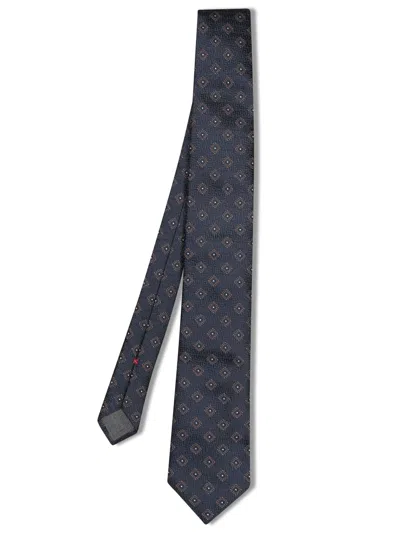 Brunello Cucinelli Beige/dark Blue Micro-pattern Tie