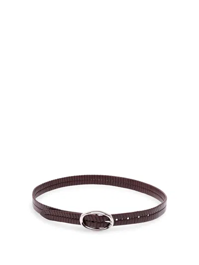 Brunello Cucinelli Chevron-effect Braided Leather Belt In Brown