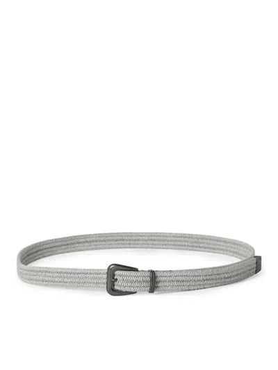Brunello Cucinelli Braided Linen Belt In Grey
