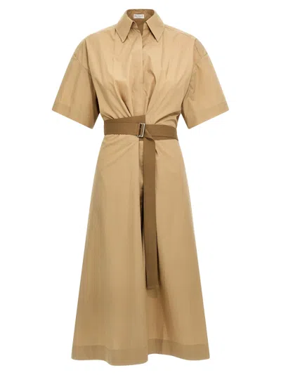 Brunello Cucinelli Belt Dress Dresses In Brown