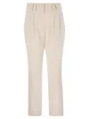 Brunello Cucinelli Women Stretch Viscose-wool Twill Equestrian Trousers With Jewellery In White