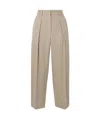 Brunello Cucinelli Cropped Tailored Trousers With Pleated Front In Nude