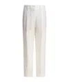 Brunello Cucinelli Front Pleated Straight Leg Trousers With Belt Loops And Back Pockets In White