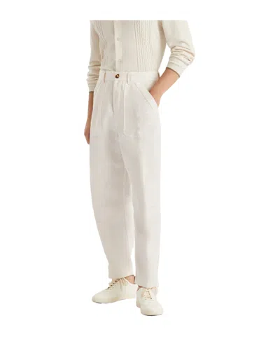 Brunello Cucinelli Belt-loop Casual Pants In White