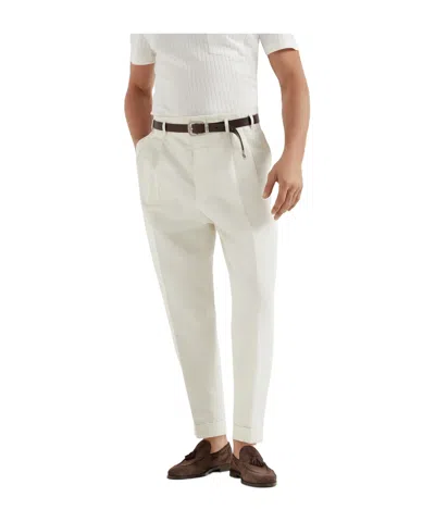 Brunello Cucinelli Belt-loop Casual Pants In White