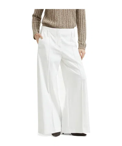Brunello Cucinelli Belt Loop Casual Pants In White