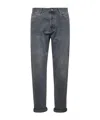 Brunello Cucinelli Belt Loop Denim Trousers In Gray